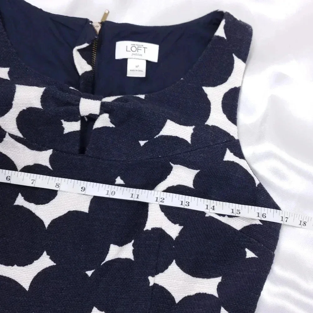 Loft Shift Dress Women's Size 6P Sleeveless Blue & White w/Pockets - Picture 5 of 13